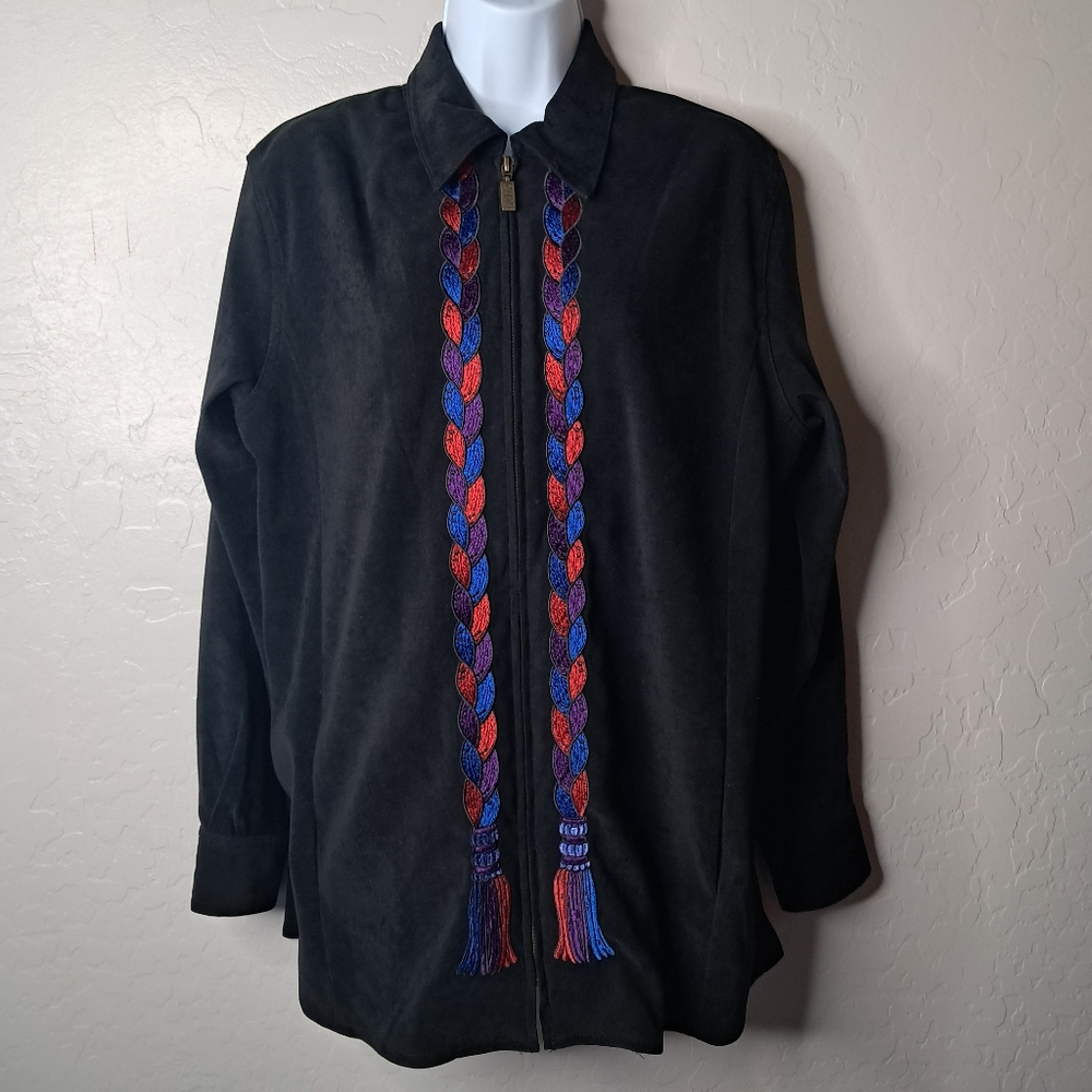 Vintage Bob Mackie Wearable Art Embroidered Zip Front Jacket Women’s Medium